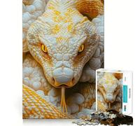 White And Yellow Python Jigsaw 1000 Pieces Focus Building Toy Zero Gap Rewarding Activity for Rainy Days (50x75cm)
