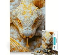 White And Yellow Python Jigsaw Puzzles 1000 Mental Focus Game No Gap Tight Fitting Design Interactive Brain Challenge for Home (38x52cm)