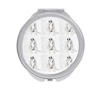 White Andalusian Horse Portrait Painted in Watercolor Folding Make Up Mirror, Compact 2X/1X Magnification Mirror, Women Portable Travel Makeup Mirror 2.4 x 2.4 inch