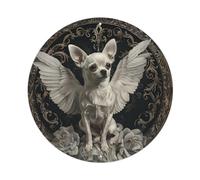 White Angel Chihuahua Rose Aluminium Sign 20x20cm