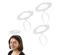White Angel Marabou Halo - Pack of 3 - White Fluffy Halo on Headband - Angel Angel Fancy Dress Costume Accessory