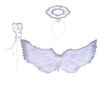 White Angel Wings and Halo,60*30cm Feather Wings Angel Halo Headband White Angel Wings Fallen Angel Wings Costume for Adult Women Kids Angel Halloween Christmas Birthday Party Costumes Decoration