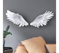 White Angel Wings Art Sculpture for Living Room Bedroom - Pair of Large Angel Wings, 3D Wall Art Decor, Angel Wings Statue Ornament