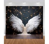 White angel Wings Backdrop Fantasy Spiritual Photography Background Dreamy Feather Wings Wallpaper for Birthday Wedding Party Decorations Artistic Portrait Photo Booth Studio Props(E,300x250cm)