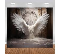 White Angel Wings Backdrop Washable HD Reusable,Large Angel Wings Wall Tapestry for Living Room Bedroom,Angel Birthday Decorations Heaven Decoration,Memorial Backdrop(B,250x180cm)