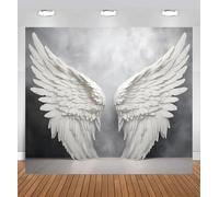 White Angel Wings Backdrop Washable HD Reusable,Large Angel Wings Wall Tapestry for Living Room Bedroom,Angel Birthday Decorations Heaven Decoration,Memorial Backdrop(H,360x300cm)