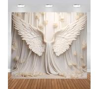 White Angel Wings Backdrop Washable HD Reusable,Large Angel Wings Wall Tapestry for Living Room Bedroom,Angel Birthday Decorations Heaven Decoration,Memorial Backdrop(A,210x150cm)