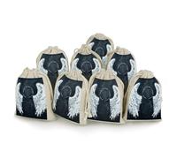 White Angel Wings Bunches Pocket Cotton And Hemp with Drawstring 8 Pieces Reusable Gift Bags Jewelry Pouch for Wedding DIY Craft Party (4.9 X 6.7 Inch)