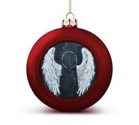 White Angel Wings Christmas Tree Ornaments 1.6 Inch Shatterproof Pc Plastic Balls with Lanyard Baubles Hanging Christmas Ball Ornaments for Xmas Tree Holiday Party Wedding Home Decorations-red