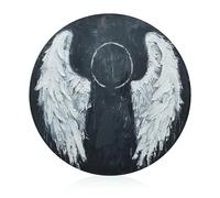 White Angel Wings Cutting Board for Restaurant, Tempered Glass Chopping Board for Kitchen, Round Board for Countertop, Non-Slip Vegetable Cutting Boards for Hotel, 7.9 In