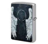 White Angel Wings Lighter Case Metal Protective Cover with Double-Sided Art Design, Cool Lighters Pouch Shockproof Lighter Cover for Men Women Gifts, Lighters Not Included