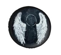 White Angel Wings Spare Tire Cover PVC Leather Spare Wheel Cover Dustproof Waterproof Jeep Tire Cover for 30inch Camper, RV Trailer, Truck, SUV Fit Diameter 28-34 Inch