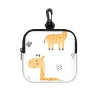 White Animal Giraffe, Square Zipper Storage Bag, Neoprene Coin Purse, Small Wallets, Change Pouch, Change Purse