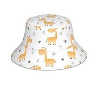 White Animal Giraffe Stylish Fisherman Hat - Reversible, and Reflective Sun Hat for Beach, Travel, and Outdoor Activities