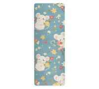 White animal Little Bloom foldable yoga mat for home printed, non slip, yoga matt towel non slip hot yoga with carrying bag tapete para ejercicio 71x26 inches