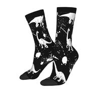 White Animal Print Dinosaur Novelty Casual Crew Socks Funny Quarter Socks Funky Sock Contrast Color Design for Women Men Gift