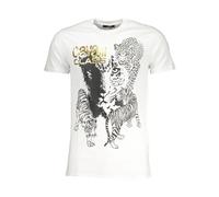 White Animal Print Tee Crew Neck - male - Cavalli Class - T-Shirts - White - XL - Tops XL