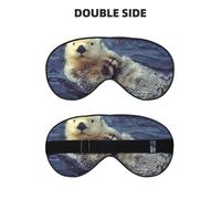White Animal Printing Double Side Soft Eye Mask Reversible Design, Adjustable for Snug Fit, Blocks Light Eye Mask