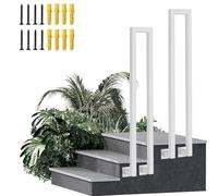 White Anti-Slip Stair Railing for Outdoor & Indoor Steps - 1-Step Forged Iron il for Home Garden Corridor Loft - Side-Mount Design & Stylish