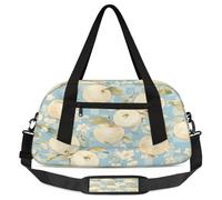 White Apples Flowers Kids Overnight Duffle Bags for Girls Boys, Apples Print Lightweight Sports Gym Bag for Kids，Small Overnight Weekender Carry on Travel Bags Dance Bag, White Apples Flowers, 18.5L x