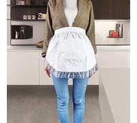 White Apron, Cotton White Women Maid Lace with Cotton 72.8 X 16.5in Waist Apron White Apron for Women for Bar and Kitchen