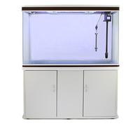 White Aquarium Fish Tank & Cabinet Set - Large Tropical Fish Tank with Stand, Built-In Filter, Air Pump, Detachable 300W Heater & LED Lighting, Modern Home Aquarium Bundle