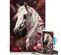 White Arabian Horse 1000-piece Jigsaw Puzzles Brain Training Fun Tight Interlock No Gaps Bonding Activity for Loved Ones (50x75cm)