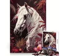 White Arabian Horse 1000 Pieces Jigsaw Puzzles for Teenagers Think Training Mindful Escape Defined Edges Seasonal Gift (38x52cm)