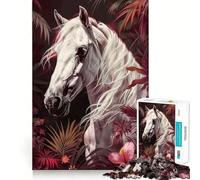 White Arabian Horse Jigsaw Puzzle 1000 Think Boost Game Tight Lock No Loose Pieces Interactive Brain Challenge for Home (38x26cm)