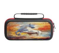 White Arabian Horse Portable Carrying Case for Switch Protective Travel EVA Hard Shells Game Card Storage Pouch Bag