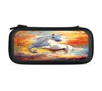 White Arabian Horse Portable Carrying Case for Switch Protective Travel Hard Shells Game Card Storage Pouch Bag