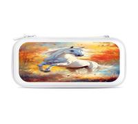 White Arabian Horse Portable Carrying Case for Switch Protective Travel Hard Shells Game Card Storage Pouch Bag