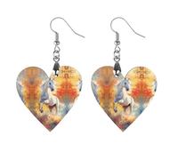 White Arabian Horse Trendy Wooden Earrings Lightweight Charms Pendant Hooks Gifts for Women Star