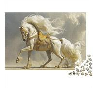 White Arabian Stallion 1000 Piece Jigsaw Puzzles for Adults Horse Jigsaw Puzzle for Adults Fantasy & Mythology Educational Games Challenging Therapeutic Fun Multi Colour 1000pcs (75x50cm)