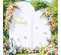 White Arch Backdrop Covers - 7.2FT, 6FT Spandex Fitted Wedding Arch Stand Covers Round Top Chiara Stretchy Arch Backdrop Cover for Valentines Wedding Birthday Party Decoration