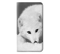 White Arctic Fox PU Leather Flip Case Cover For Motorola Moto E6 Plus, Moto E6s