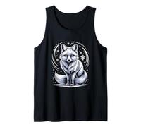 White Arctic Fox Snowflakes Under Winter Night Sky Tank Top