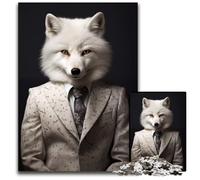 White Arctic Polar Fox Piece Jigsaw Puzzle Challenging Puzzles Ideal for Family Fun RelaxationHoliday Gifts 1000 PCS(75x50cm)