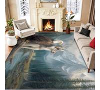 White Area Rug 50 x 80 cm - Machine Washable Eagle Nature Wolf Jungle Mountain Carpet for Living Room Kitchen - Non-Slip, Pet-Friendly & Low Pile Soft Rug, Easy Maintenance Home Decor