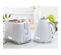 White 'Argyle' 1.7 Litre Jug Kettle and 2 Slice Toaster Set Daewoo White One Size