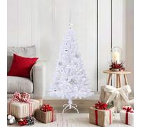 White Artificial Christmas Tree, 120 cm PVC Steel, Pre-Lit with 150 LED Lights, 8 Flash Modes, Durable, for Indoor & Sheltered Outdoor Holiday Decor