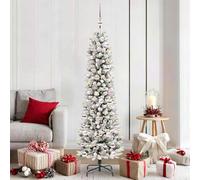 White Artificial Christmas Tree, 180cm Tall, with 300 Warm White LED Lights, Modern Cone Shape Design, Sturdy Metal Stand for Indoor & Sheltered Outdoor Holiday Decor