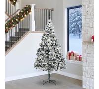White Artificial Christmas Tree with 300 Warm White LEDs, 240cm Tall, USB Powered, Durable PVC & Steel Stand for Indoor Outdoor Festive Home Decor