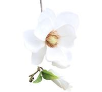 White Artificial Magnolia Fake Silk Flower Single Floral Home Decor Living Room Bedroom Garden Party Wedding Decoration in Pots Vase for Desk Table, Home Decor Artificial Flowers