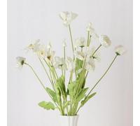 White Artificial Poppy Flowers, 6pcs Fake Plants that Look Real, 60cm Long Stem Faux Poppies for Vase, Perfect for Home Office Decoration