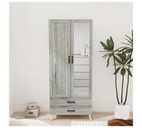 Urbn-Living Urbnliving 180Cm Height White Mirror Wardrobe With Ash Grey 2 Door 2 Drawer Bedroom Clothes Storage Hanging Rail