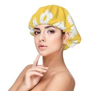 White Aster Daisy Yellow,Adjustable Silk Hair Wrap Adult's Satin Sleeping Cap Hair Women's Elastic Sleep Bonnet