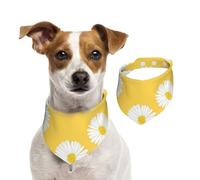 White Aster Daisy Yellow,Dog Bandanas Cotton Pet Scarf Adjustable Bibs for Pet,L