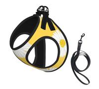 White Aster Daisy Yellow,Pet Harness,Adjustable Reflective Dog Harness,Pet Leash Vest,S
