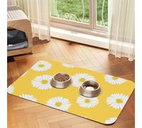 White Aster Daisy Yellow,Waterproof Pet Feeding Mat,PU Leather Placemats for Cat Dog Water Bowl,Food Mats,30x45cm